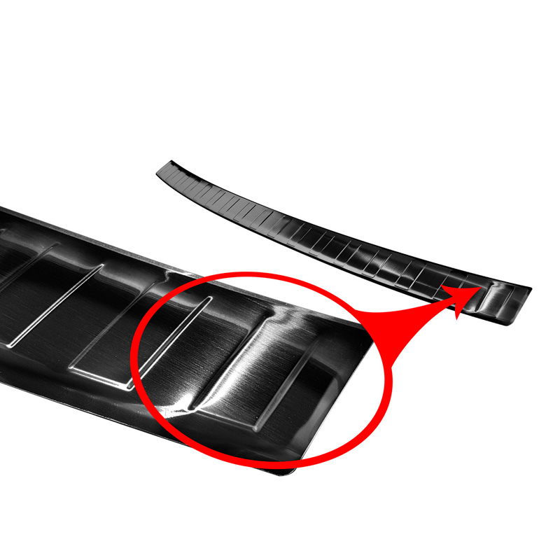 Black Stainless Steel Rear bumper protector  Volkswagen Caddy 2004-2015 & FL 2015- 'Ribs'