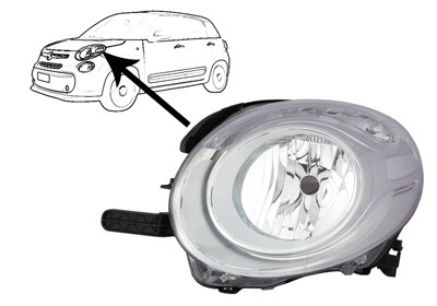 KOPLAMP LINKS MET PINKLICHT Boven H7 +Elektra Motor FIAT 500L 9/