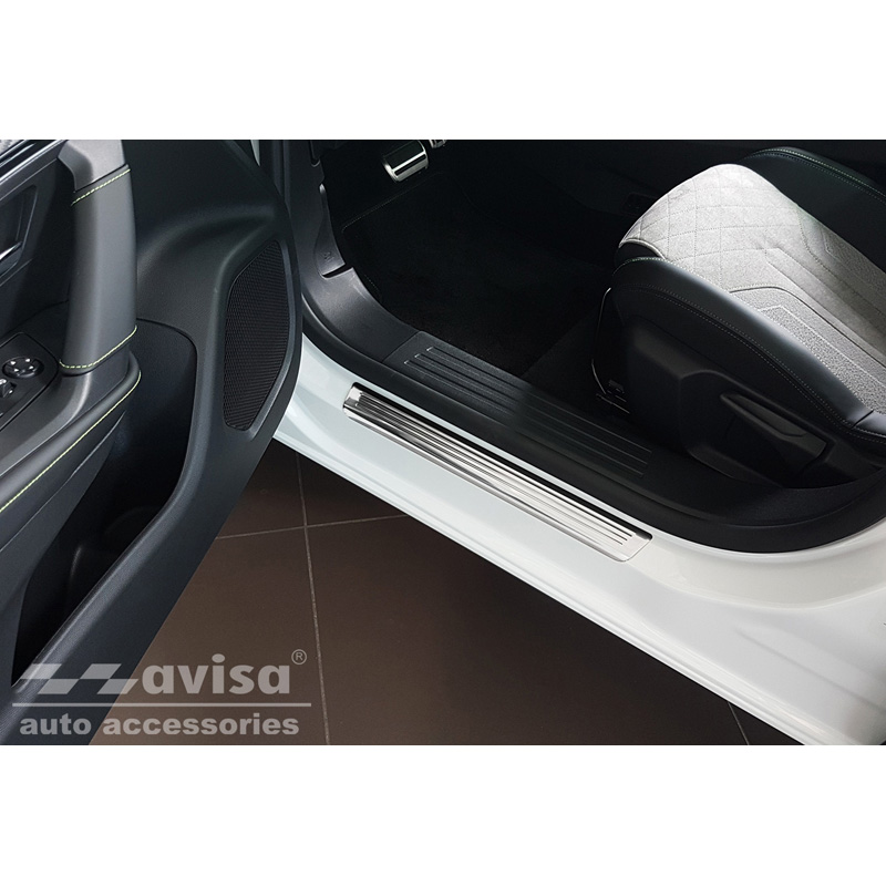Stainless Steel Door sill protectors  Peugeot 2008 II 2020- 'Lines' - 4-pieces