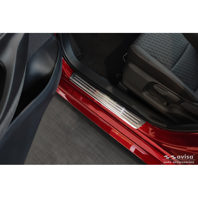 Stainless Steel Door sill protectors  Toyota Yaris 2020- incl. Facelift, excl. GR / Toyota Yaris Cross 2021- / Toyota C-HR II 2023- 'Lines' - 4-pieces