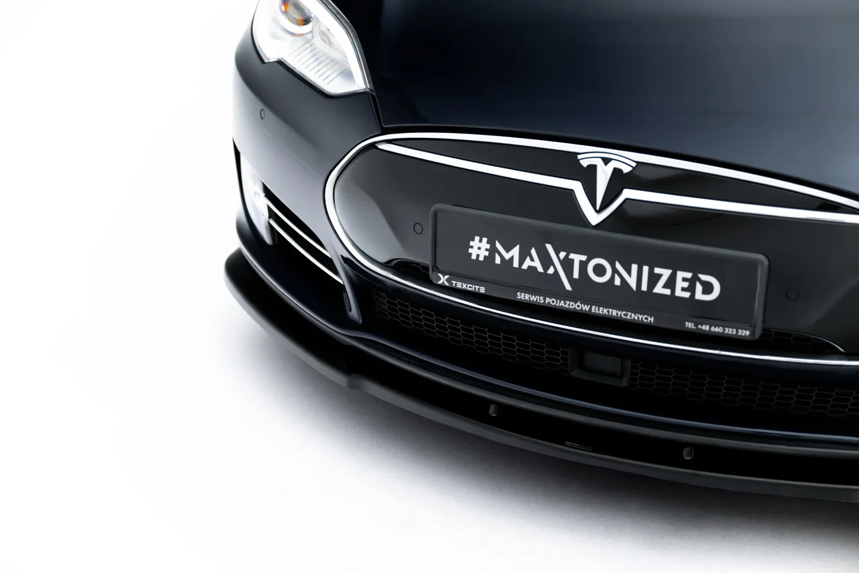 Voorspoiler V.1 Tesla Model S Mk1 Maxton Glans Zwart