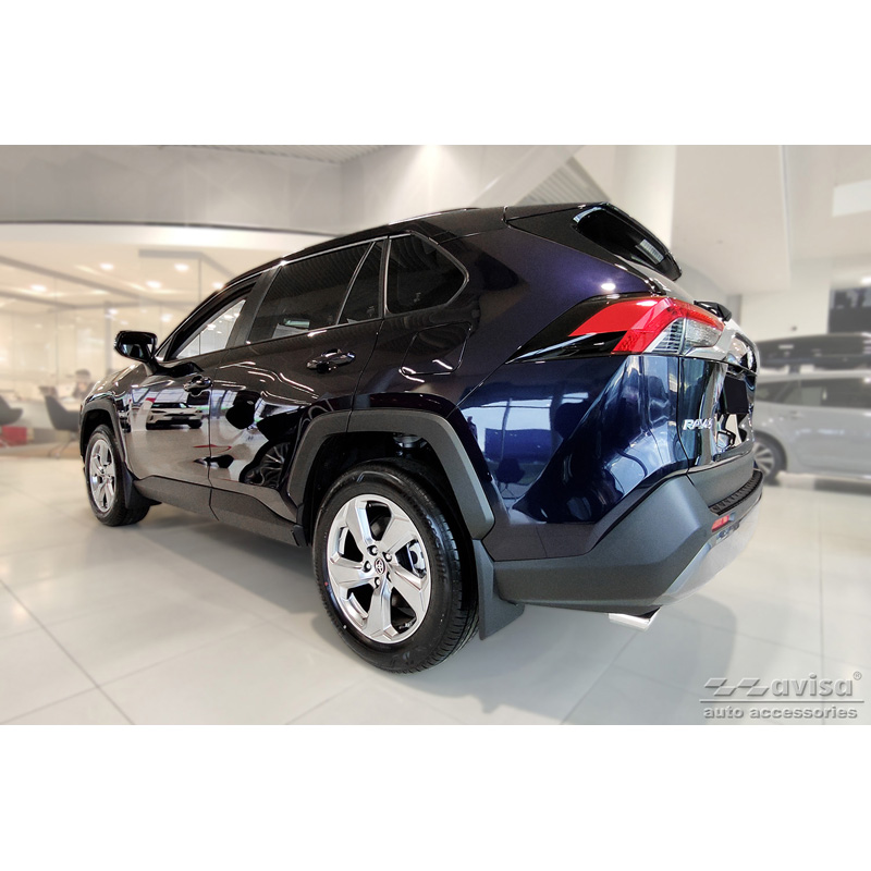 Matt Black Aluminum Rear bumper protector  Toyota RAV4 (5th Gen.) 2018- & Suzuki Across 2020- 'Riffled Plate'