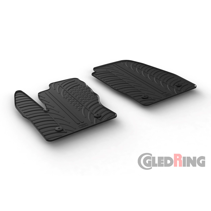 Rubber car mats set  Ford Transit Connect Furgon 2016-2022 (G profile 2-pieces + mounting clips)