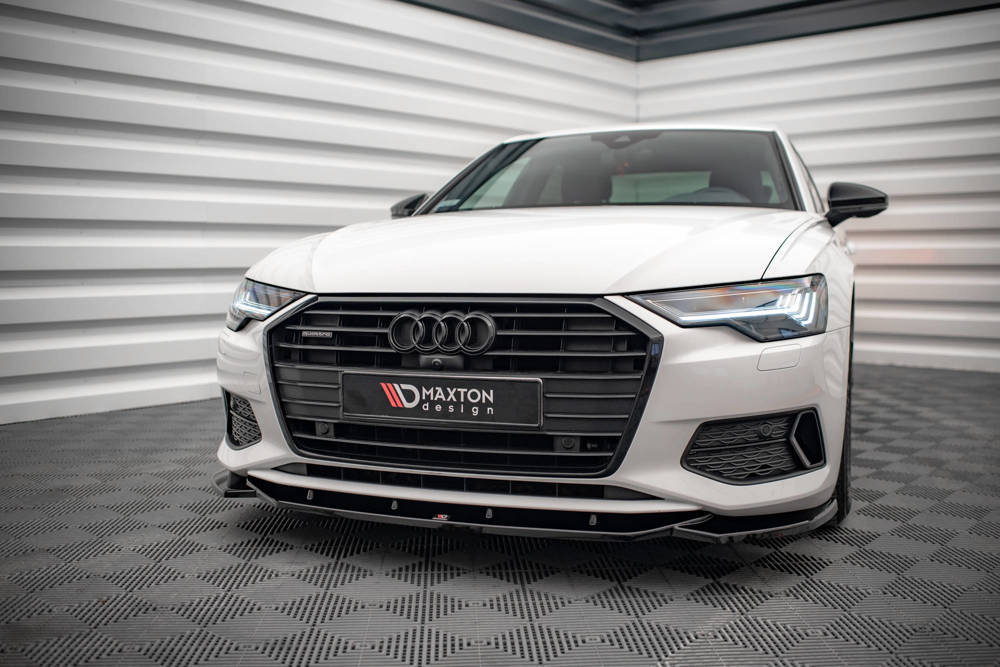 Voorspoiler V.1 Audi A6 C8 Maxton Glans Zwart