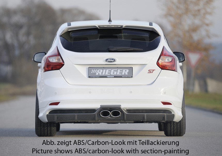Diffuser Ford Focus 3 ST dubbele uitlaatpijp + gaasinzet Rieger carbon-look