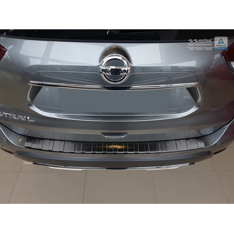 Black Stainless Steel Rear bumper protector  Nissan X-Trail III (T32) Facelift 2017-2021 'Ribs'
