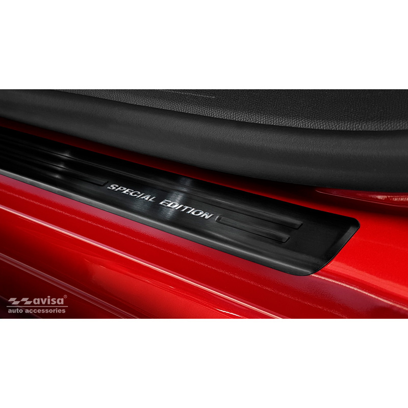 Black Inox door sill protectors  Opel Corsa F HB 5-doors 2019- 'Special Edition' - 4-pieces (excl. Equipment Ultimate)