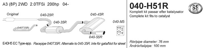 Simons Uitlaatsysteem af kat. VW Golf V 2005>