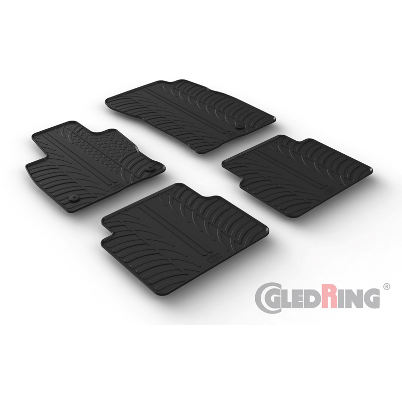 Rubber car mats set  Ford Kuga III 2019- (T profile 4-pieces + mounting clips)