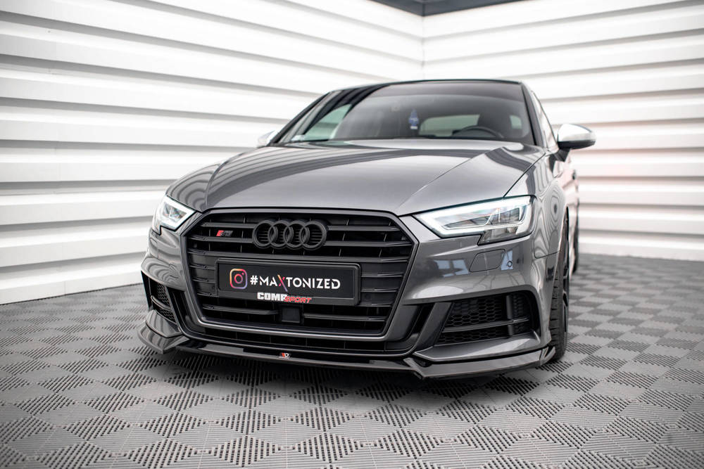 Voorspoiler V.3 Audi S3 Sportback 8V FL Maxton Glans Zwart
