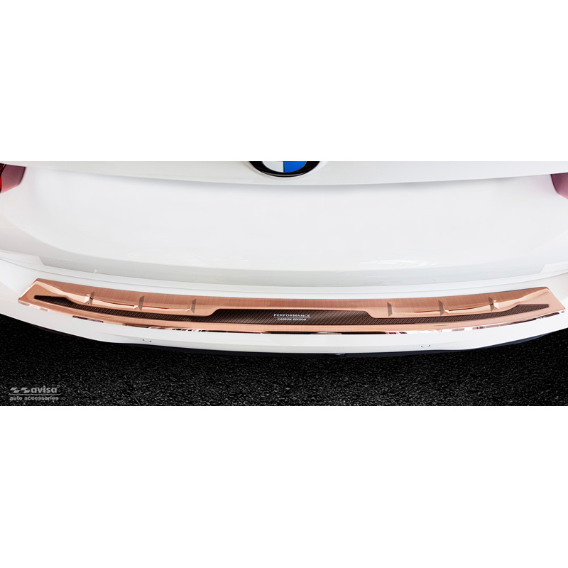 Stainless Steel Rear bumper protector 'Deluxe'  BMW X3 G01 M-Package 2017-2021 & FL 2021- 'Performance' Copper 'Brushed Mirror'/Copper Carbon