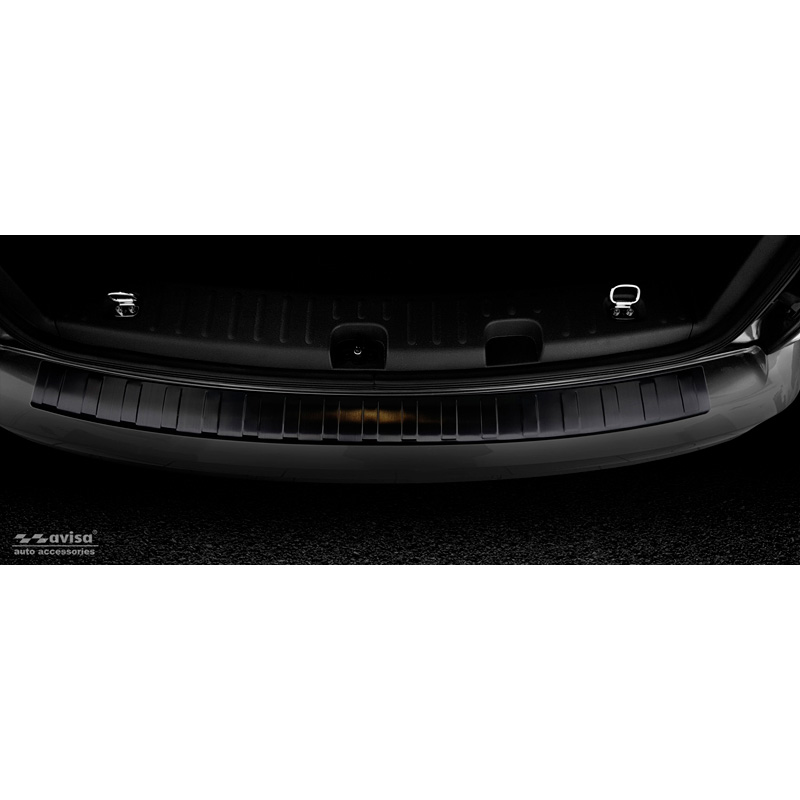 Black Stainless Steel Rear bumper protector  Volkswagen Caddy 2004-2015 & FL 2015- 'Ribs'