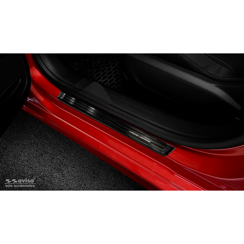 Black Inox door sill protectors  Opel Corsa F HB 5-doors 2019- 'Special Edition' - 4-pieces (excl. Equipment Ultimate)