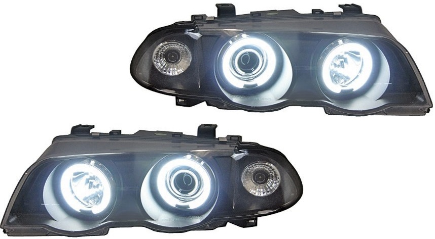 Koplampen BMW 3-serie E46 4drs Angel Eyes Ice CCFL