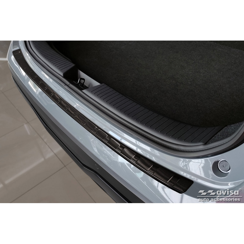 Black Stainless Steel Rear bumper protector  Nissan Qashqai III 2021- 'Ribs'