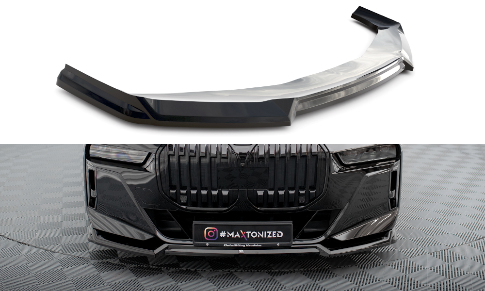 Voorspoiler V.3 BMW 7 Serie G70 M Pakket & M760E Maxton Glans Zwart