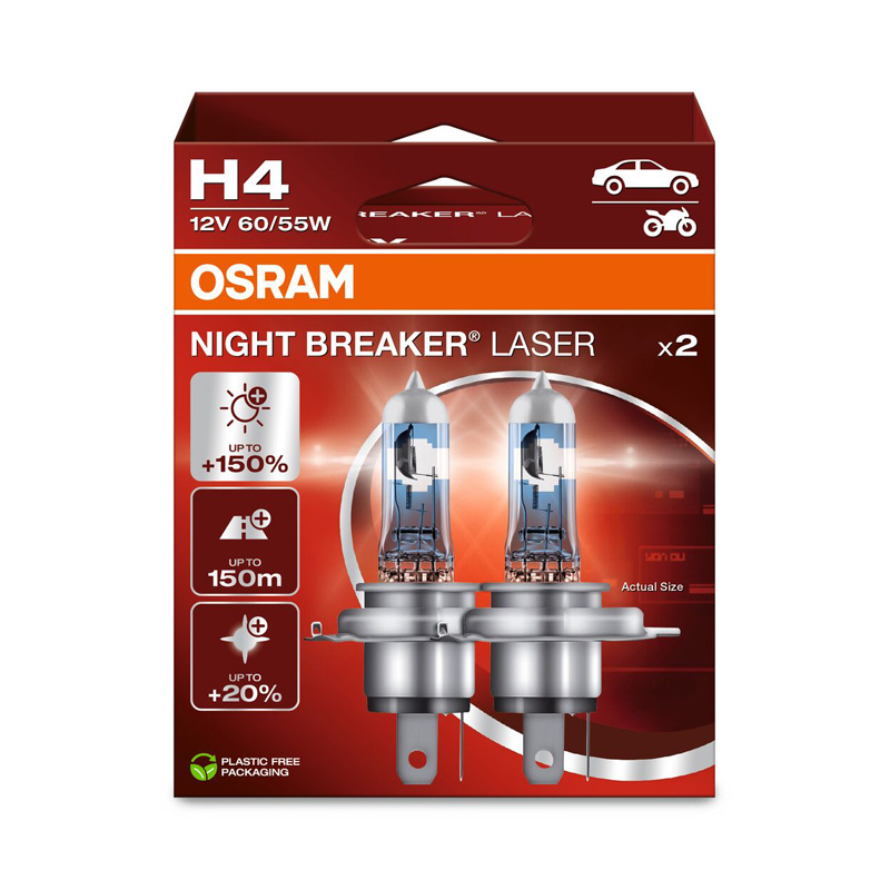 Osram Night Breaker Laser Halogen bulbs - H4 - 12V/60-55W - set of 2 pieces