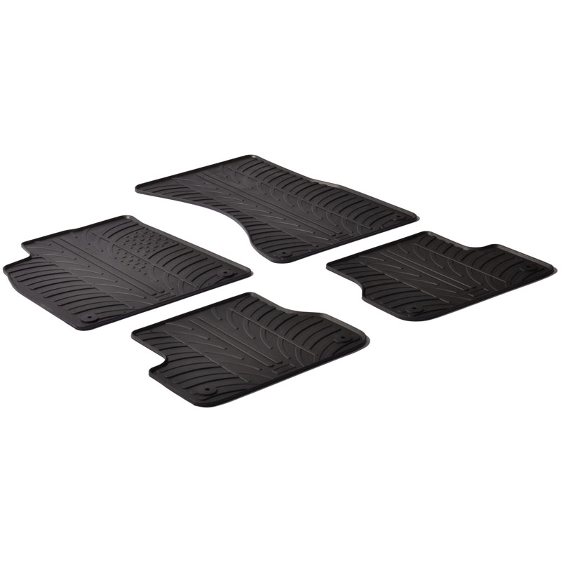 Rubber car mats set  Audi A7 2010-2018 / A6 2011-2018 (T profile 4-pieces + mounting clips)
