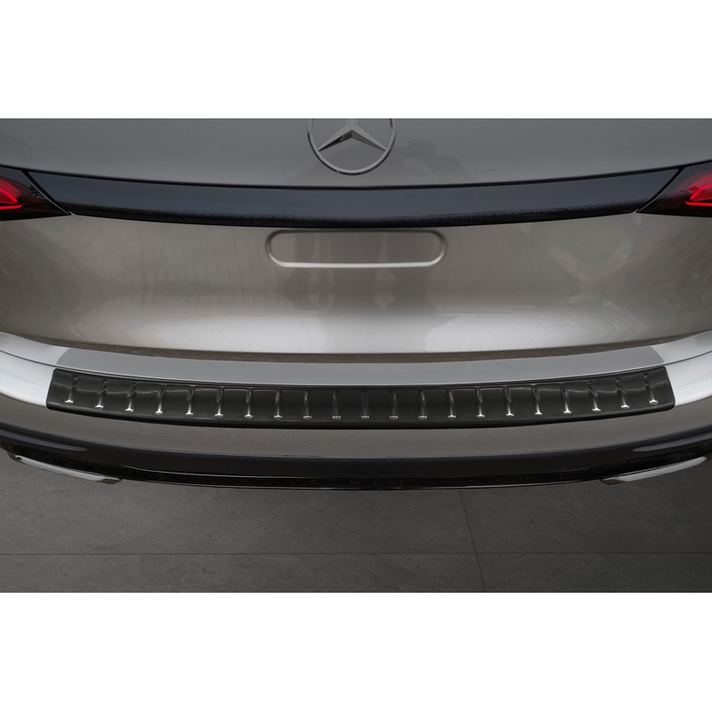 Black Stainless Steel Rear bumper protector  Mercedes GLC II (X254) 2022- 'Ribs'