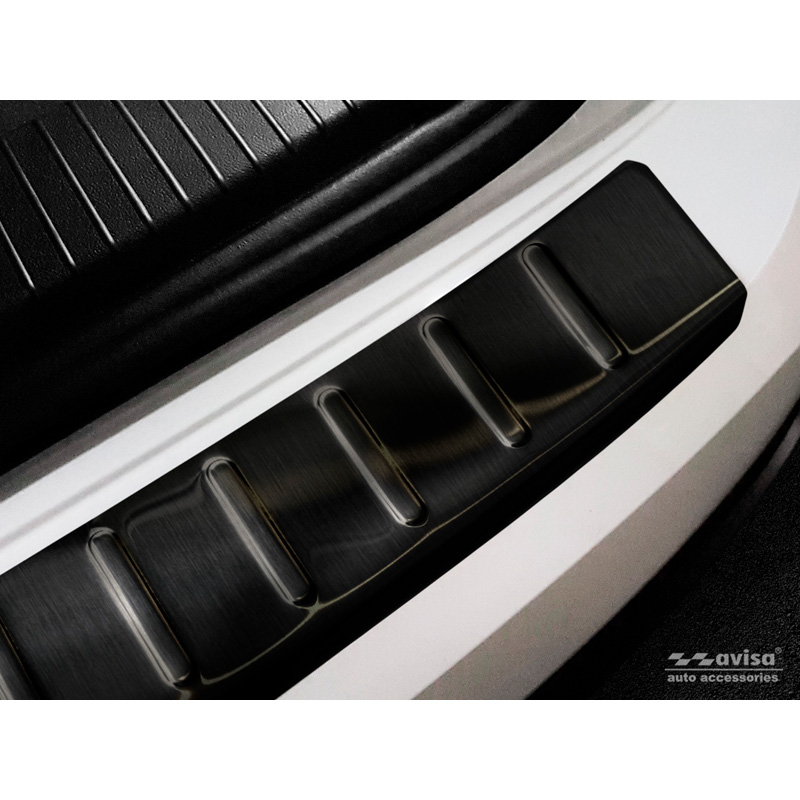 Black Stainless Steel Rear bumper protector  Volkswagen Touareg III (CR7) 2018- Incl. Facelift 'Ribs'