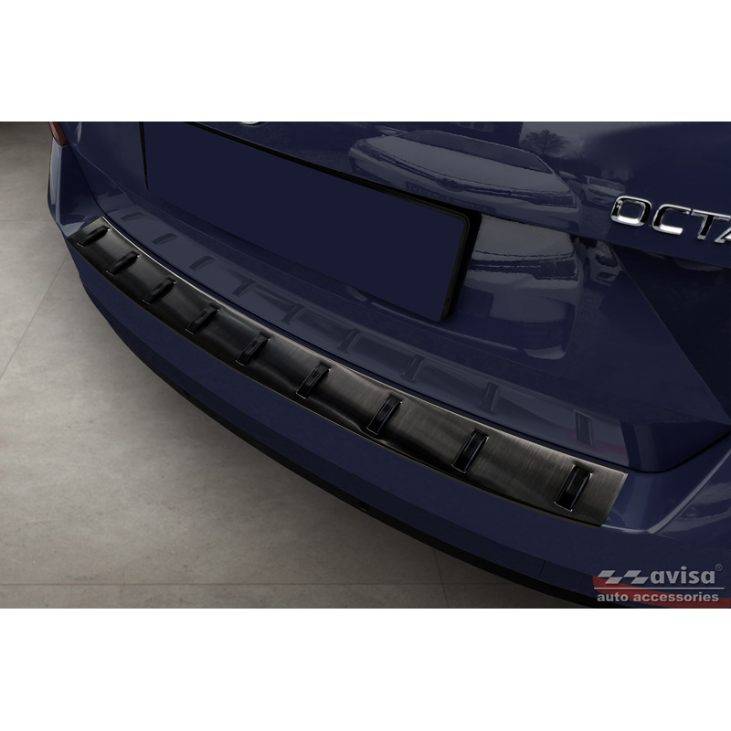 Black Stainless Steel Rear bumper protector  Skoda Octavia III Combi Facelift 2017-2020 'STRONG EDITION'