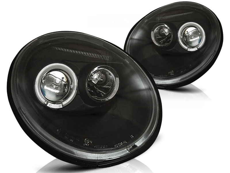 Set Koplampen  Volkswagen New Beetle 1997-2011 - Zwart - incl. Angel-Eyes