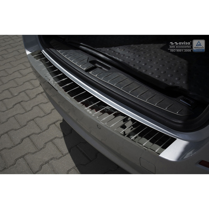 Black Mirror Stainless Steel Rear bumper protector  BMW 5-Series F11 Touring 2010-2016 'Ribs'