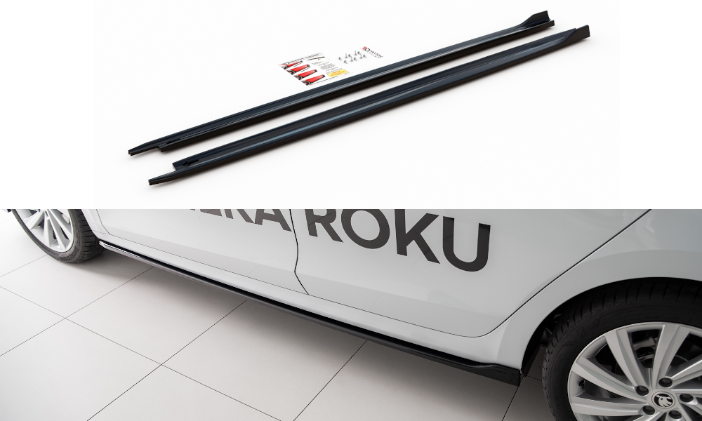 Zijskirts V.1 Maxton Skoda Octavia Mk4 Glans Zwart