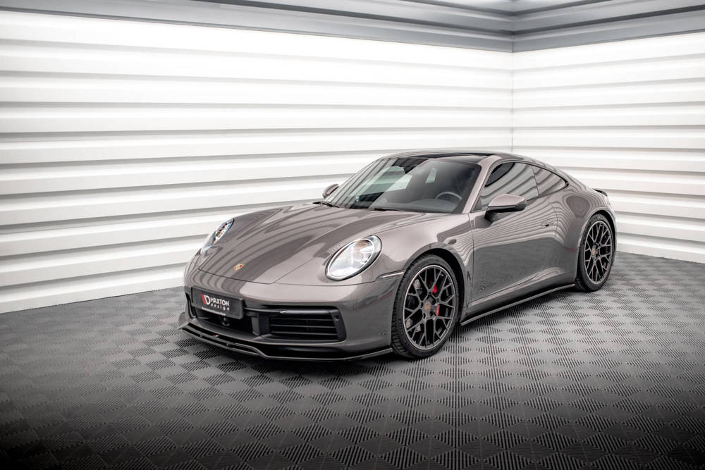 Zijskirts Porsche 911 992 Carrera & Carrera S Maxton Glans Zwart