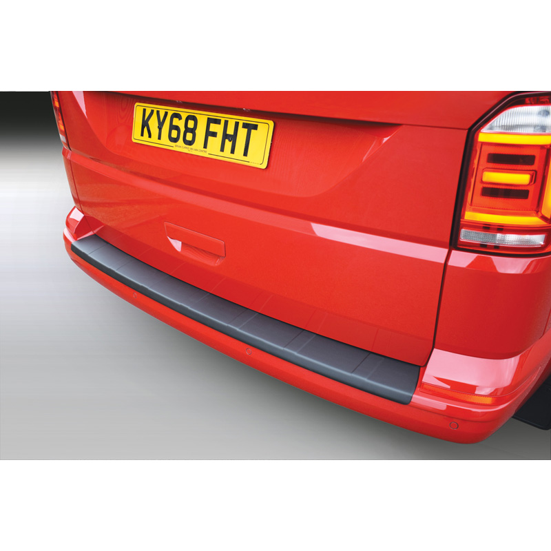 ABS Achterbumper beschermlijst  Volkswagen Transporter T6 Caravelle/Multivan 9/2015- met achterklep Zwart 'Ribbed'