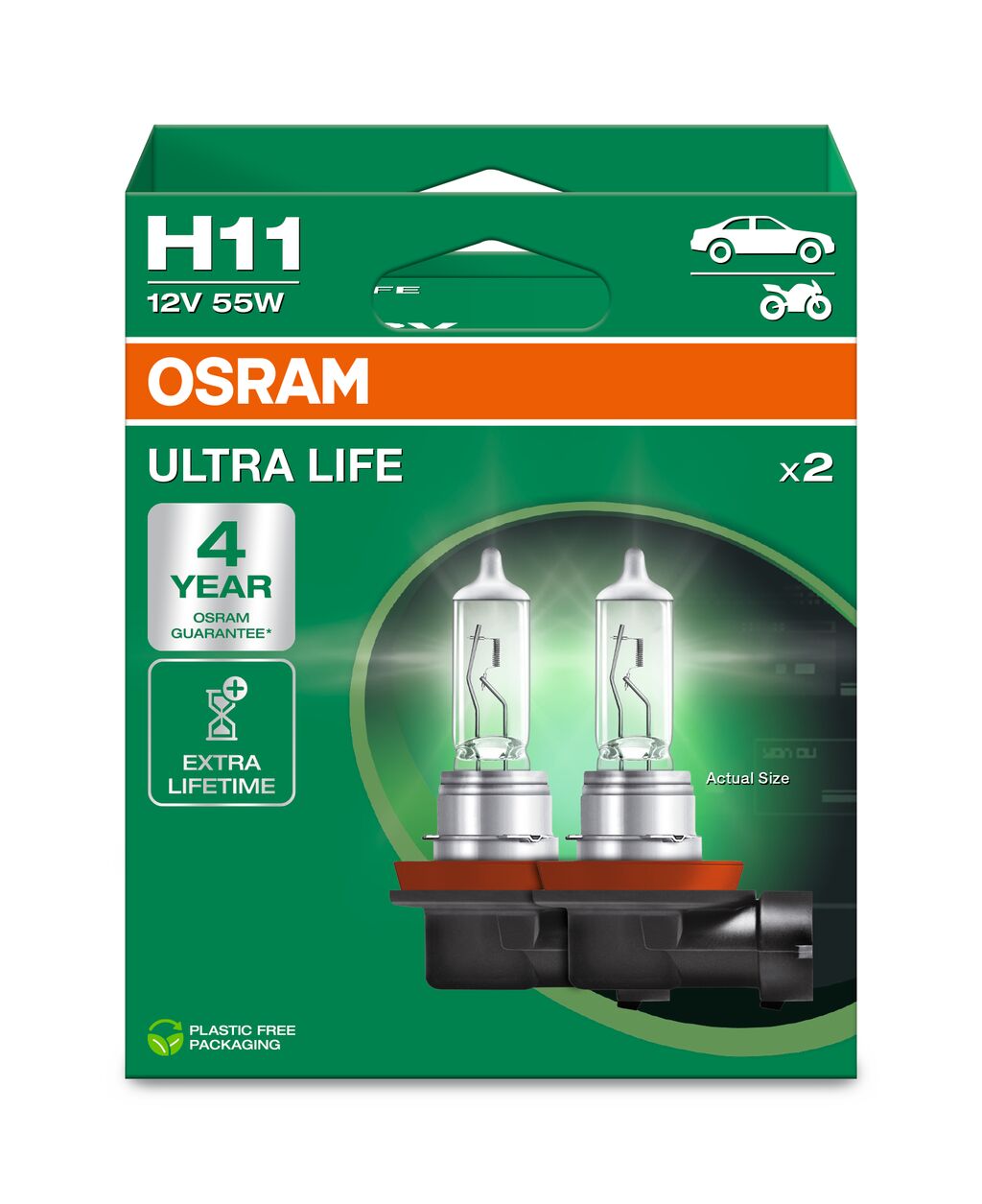 Osram Ultralife H11 12V 55W 2pcs/box 64211ULT-2HB