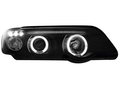 Koplampen BMW X5 Angel Eyes zwart