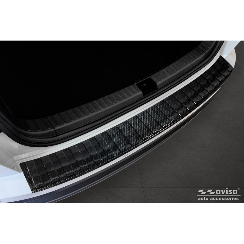 Real 3D Carbon Rear bumper protector  Skoda Karoq Facelift 2022- incl. Sportline 'Ribs'