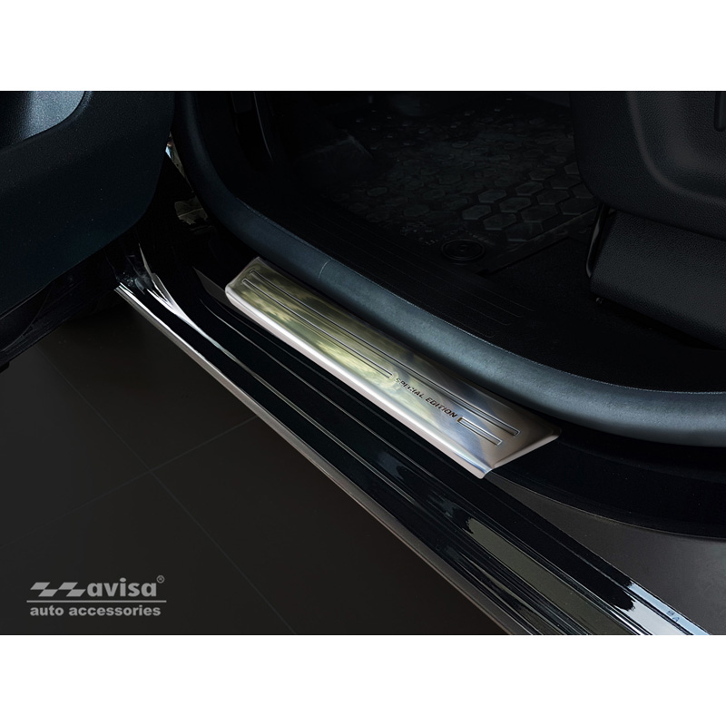 Inox door sill protectors  Citroen Berlingo Multispace / Peugeot Partner & Rifter / Opel Combo E Life 2018- / Toyota Proace City/Verso 2019- 'Special Edition' - 2-pieces