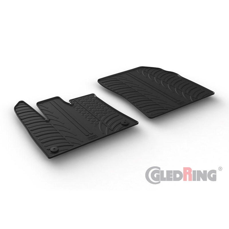 Rubber car mats set  Citroën Berlingo / Opel Combo E / Peugeot Partner Cargo 12/2018-9/2019 (T profile 2-pieces + round mounting clips)