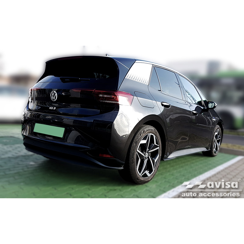 Black Stainless Steel Rear bumper protector  Volkswagen ID.3 2020-2023 & FL 2023- 'Ribs'