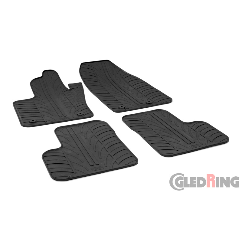 Rubber car mats set  Fiat 500X 2015- & Jeep Renegade after 02/2015- (T profile 4-pieces + mounting clips)