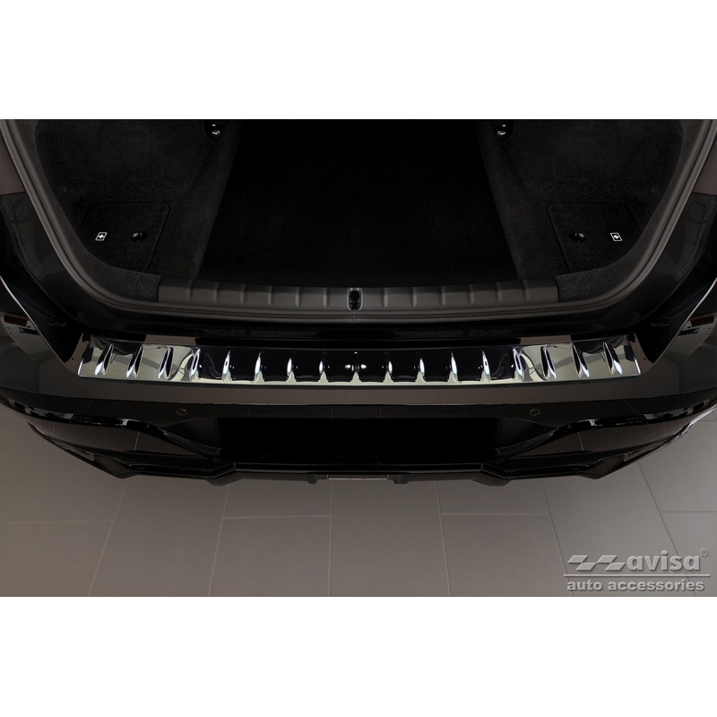 Black Mirror Stainless Steel Rear bumper protector  BMW 7-Series (G70) 2023- with M-Pakage 'Ribs'