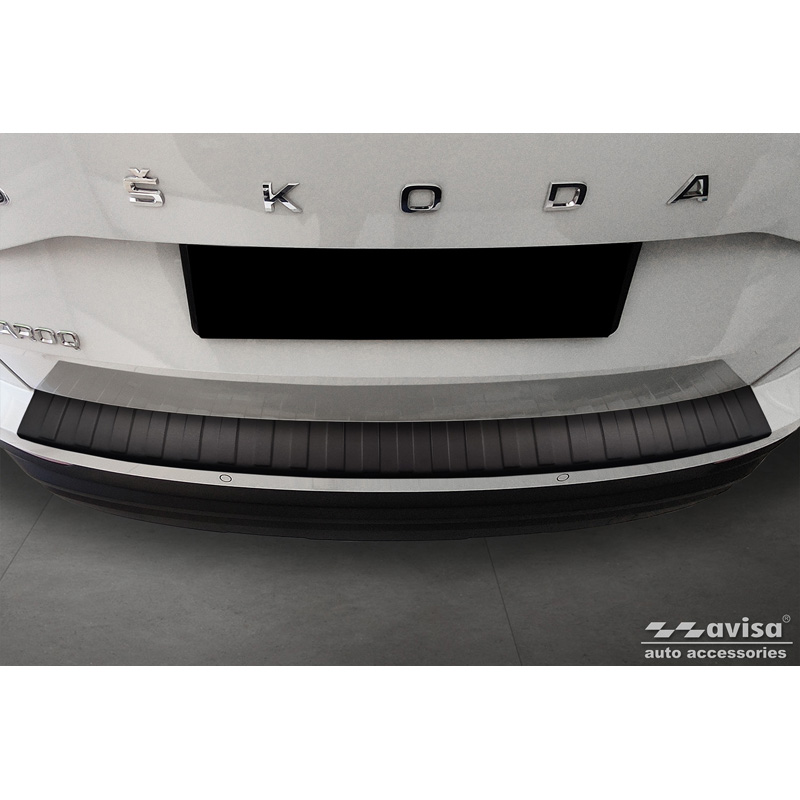 Matzwart RVS Achterbumperprotector  Skoda Karoq Facelift 2022- + Sportline Facelift 2022-  'Ribs'