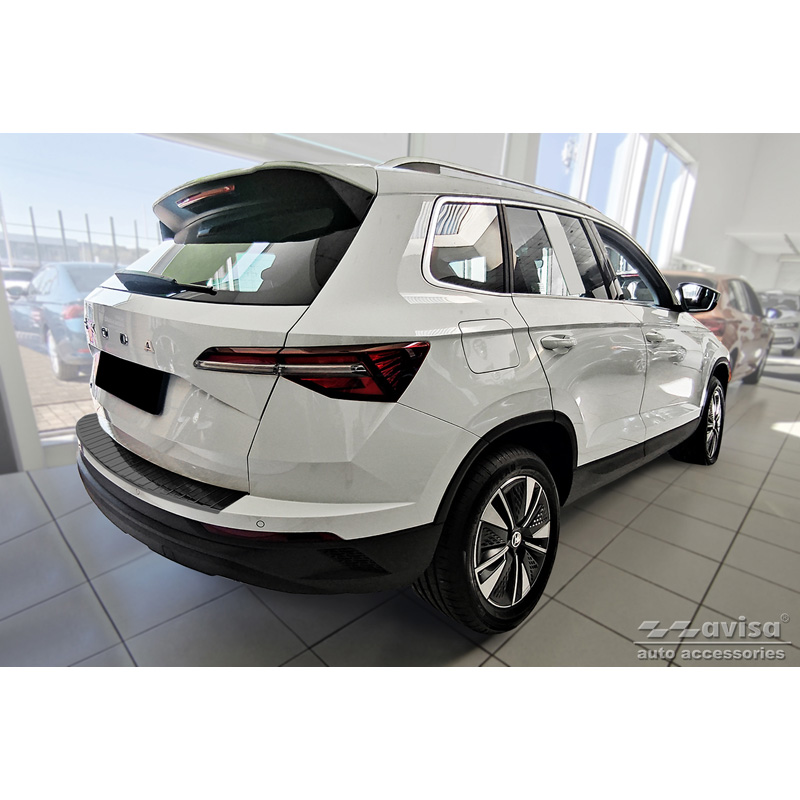 Black Stainless Steel Rear bumper protector  Skoda Karoq Facelift 2022- + Sportline Facelift 2022-  'Ribs'