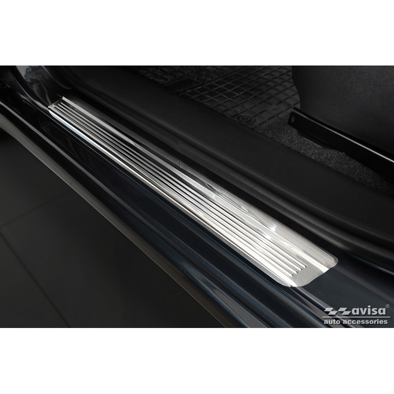 Stainless Steel Door sill protectors  Honda Civic X HB 5-doors 2017- 'Lines' - 4-pieces