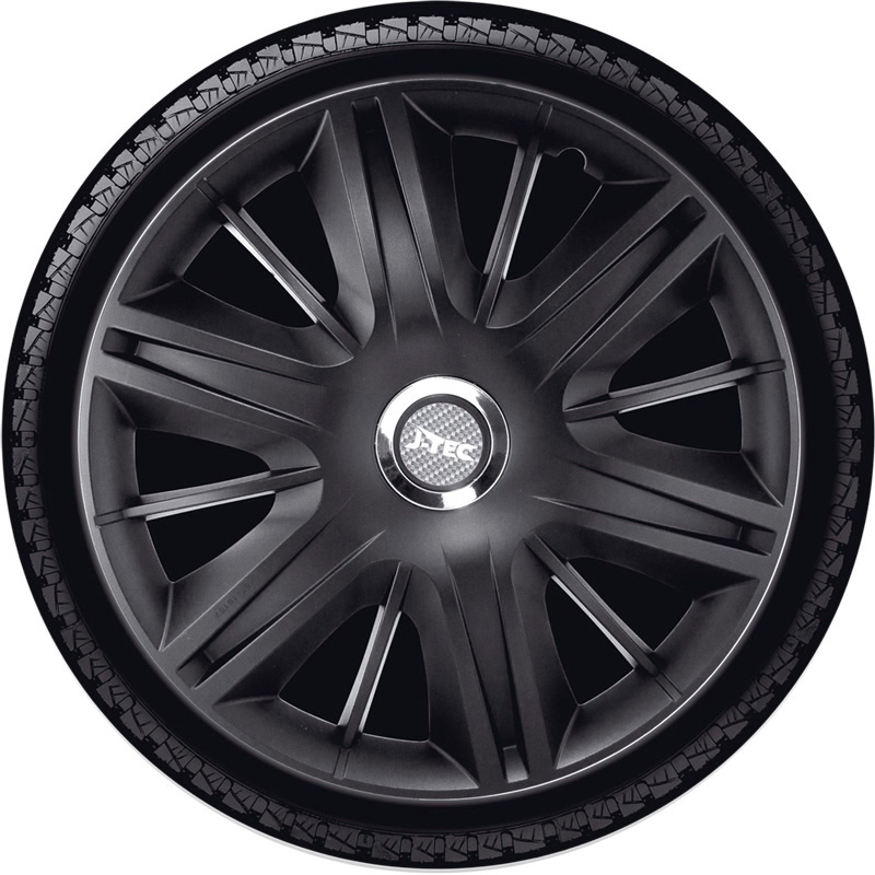 4-Delige J-Tec Wieldoppenset Maximus 16-inch zwart + chroom ring