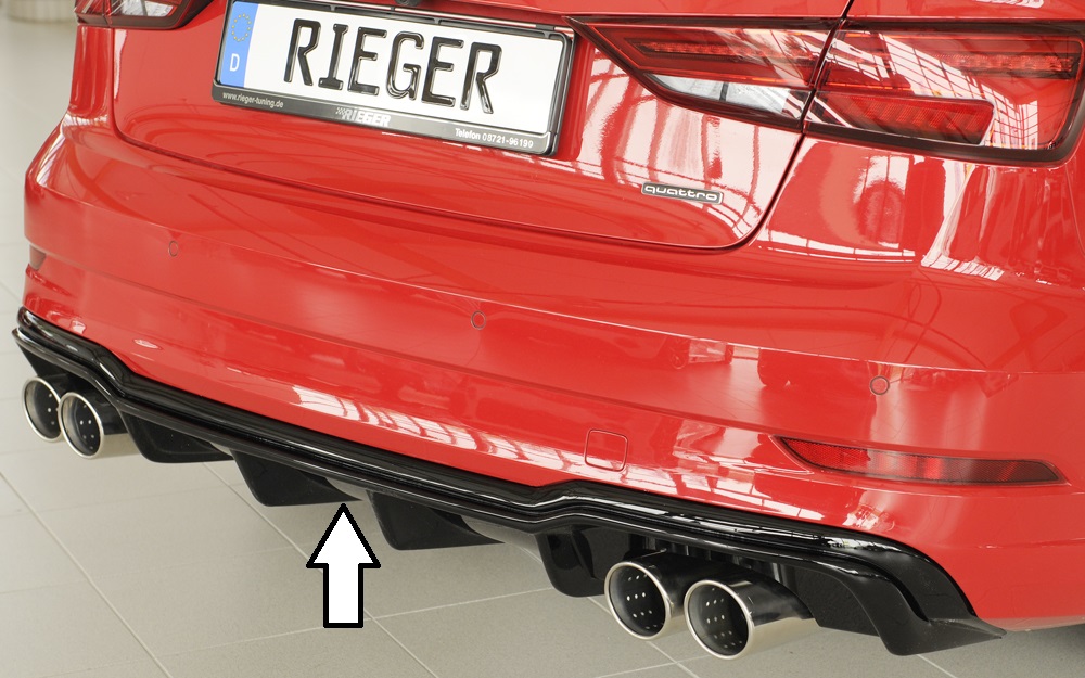 Achter diffusor Rieger Audi A3 8V 16-20 Sedan/Cabrio S-line Glans Zwart