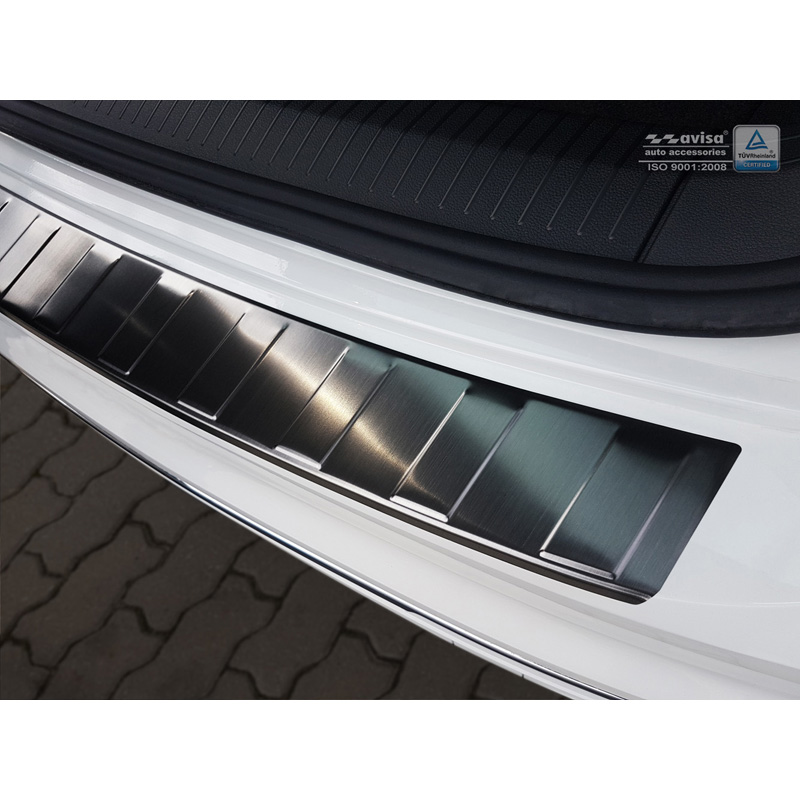 Black Stainless Steel Rear bumper protector  Volkswagen Tiguan II incl. Allspace & R-Line 2016-2020 & FL 2020-2024 'Ribs'