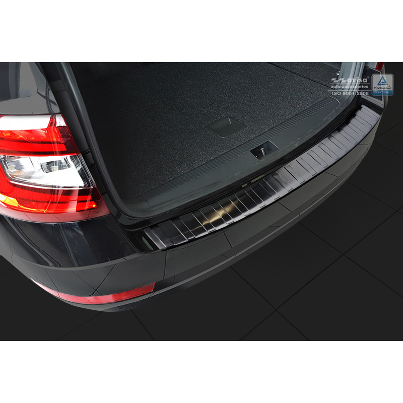 Zwart RVS Achterbumperprotector  Skoda Octavia III Kombi Facelift 2017-2020 'Ribs'
