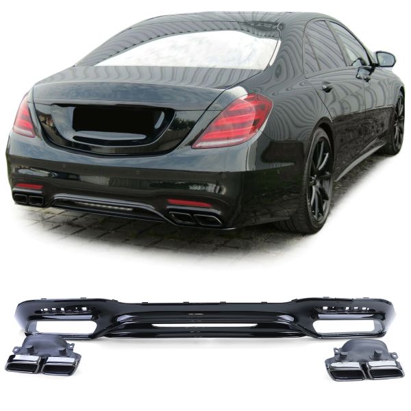 Diffuser AMG Look Mercedes S Klasse W222 FL 17-20 Zwart