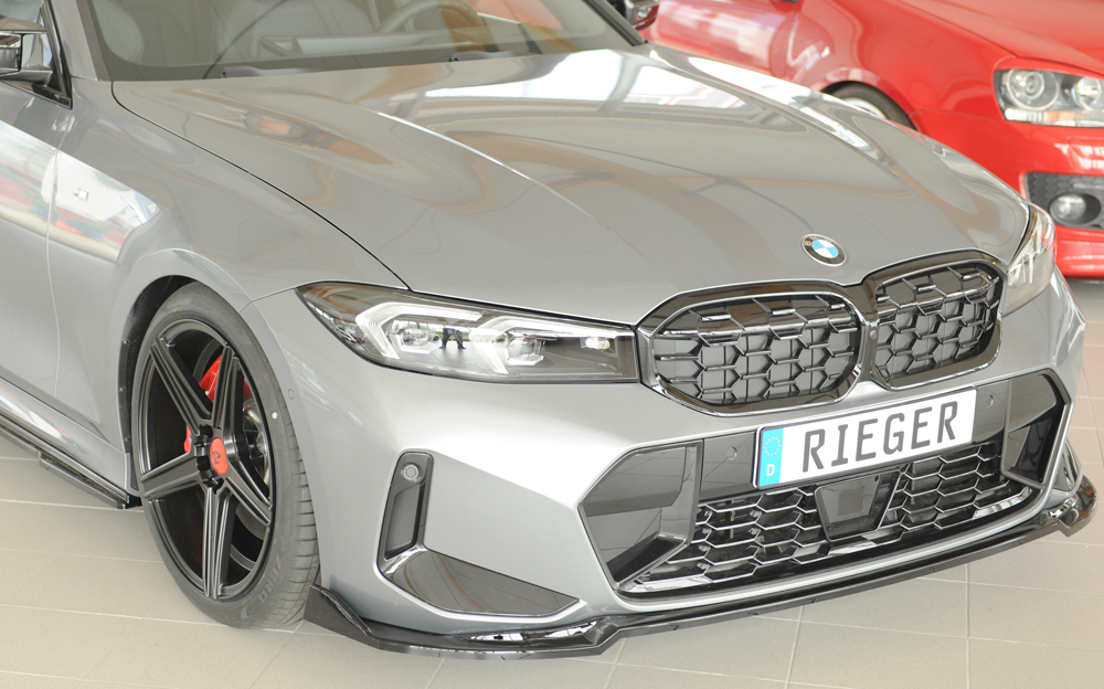 Voorspoiler BMW 3 Serie M Pakket G20 G21 FL Rieger Glans Zwart