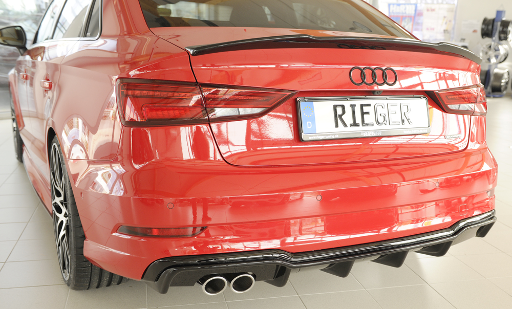 Achter diffusor Rieger Audi A3 8V 16-20 Sedan/Cabrio S-line Glans Zwart