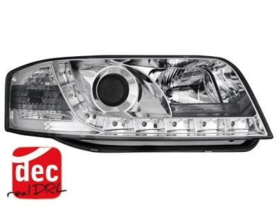 Koplampen Audi A6 4B 01-04 Devil Eyes real DRL LED Chroom