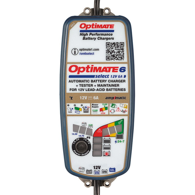OptiMate 6 Select 12V/6.0A 9-stufiges Batterierettungs, -lade-, -test-, -wartungsgerät